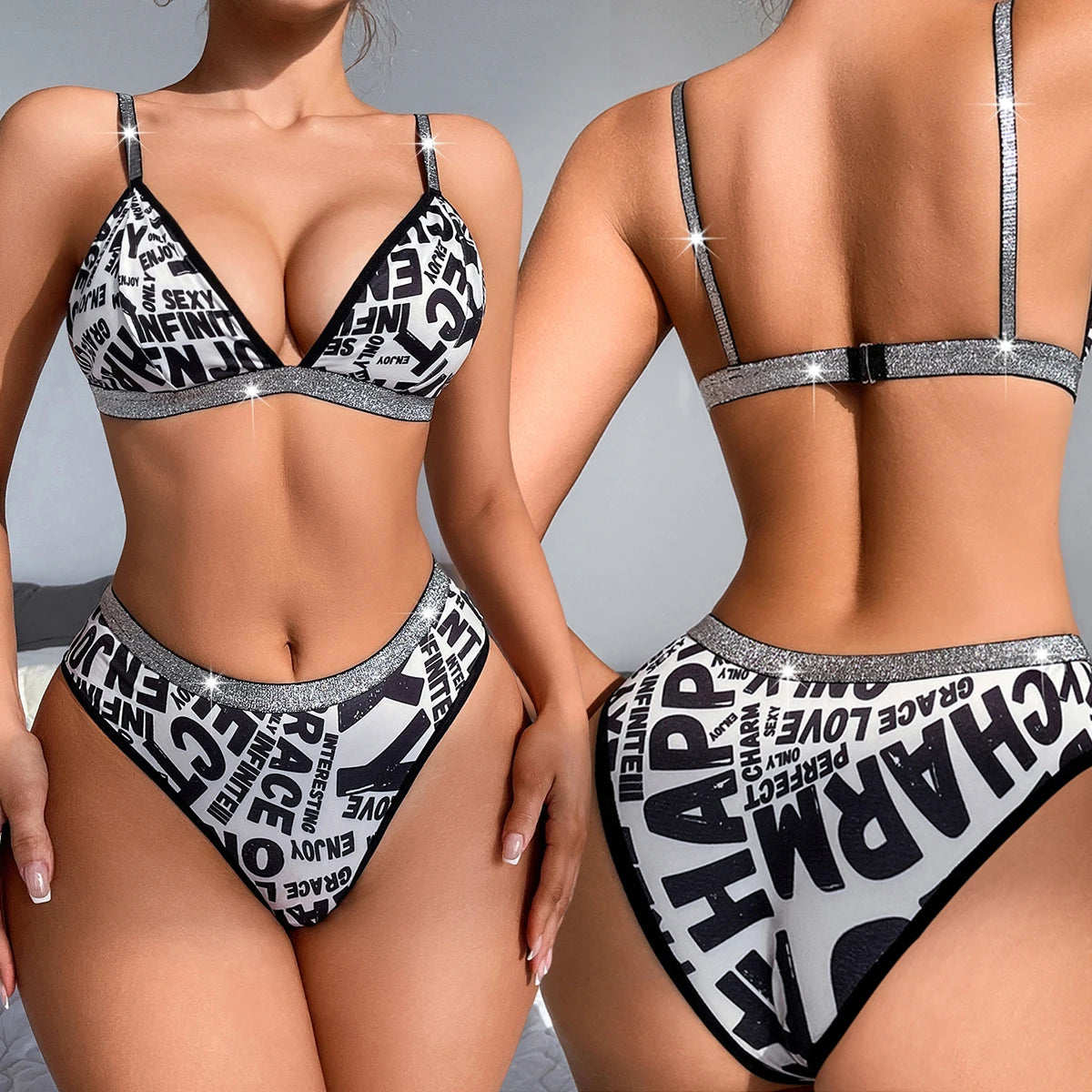 2-Piece Printed Lingerie Set