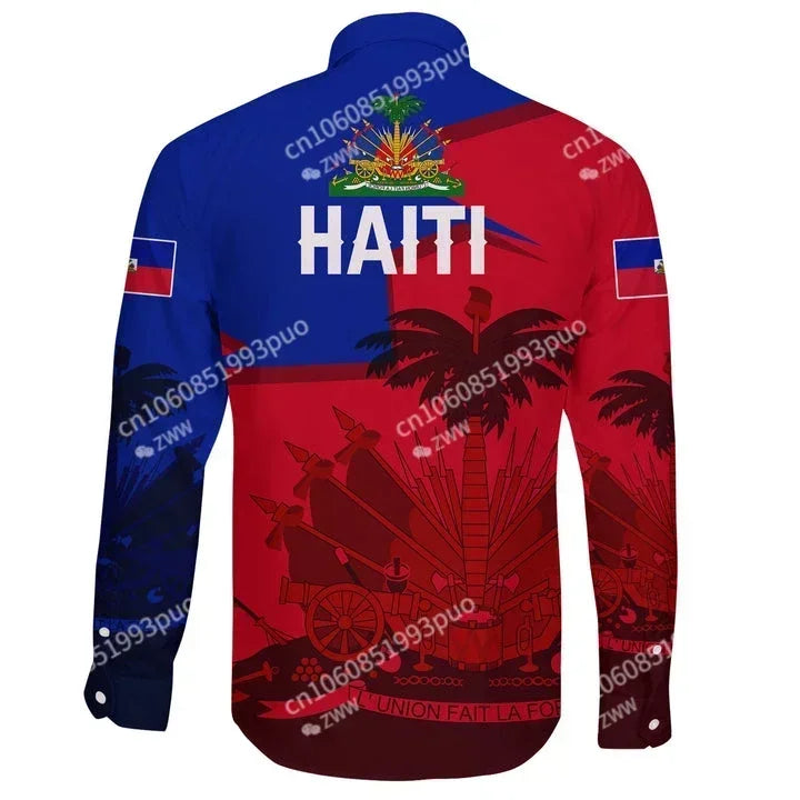 Haiti Emblem 3D Long Sleeve Shirt – Vintage Caribbean Streetwear