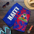 3D Haiti Flag Men's Hawaiian Beach Shorts