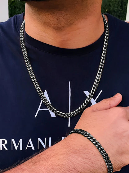 3PCS Stainless Steel Jewelry Set – Bracelet, Necklace & Ring | Unisex