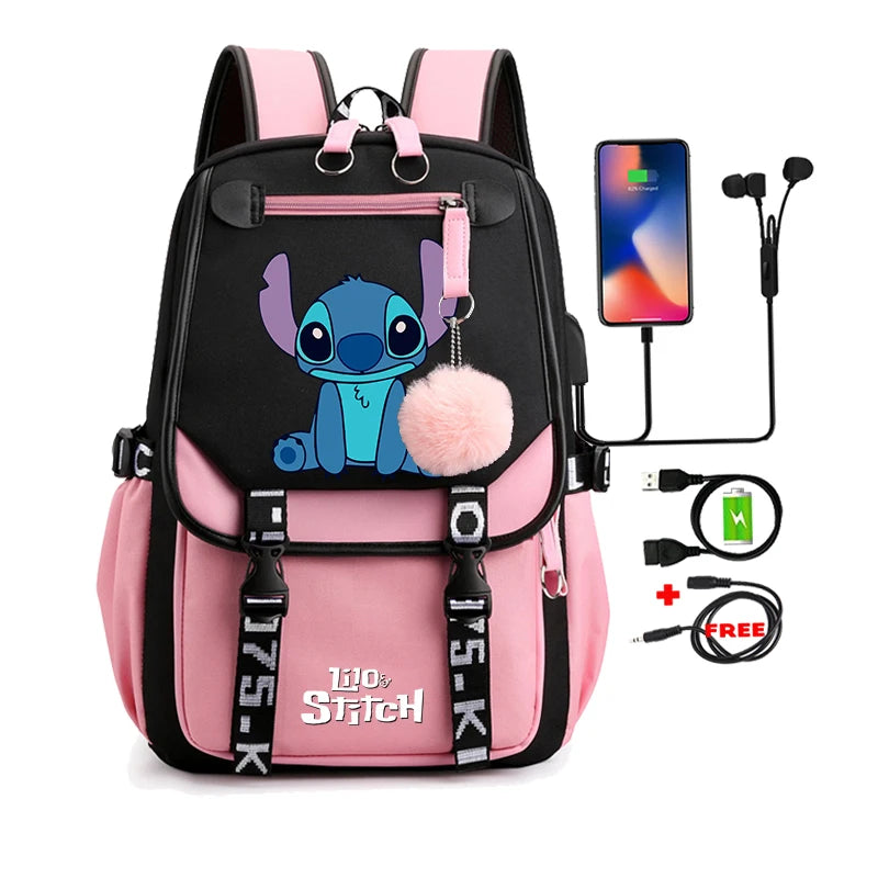 Lilo & Stitch Adventure Backpack – Cartoon Print School Bag for Teens, Kids
