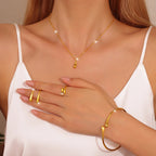 Rhinestone Double Heart Earrings & Pendant Necklace for women