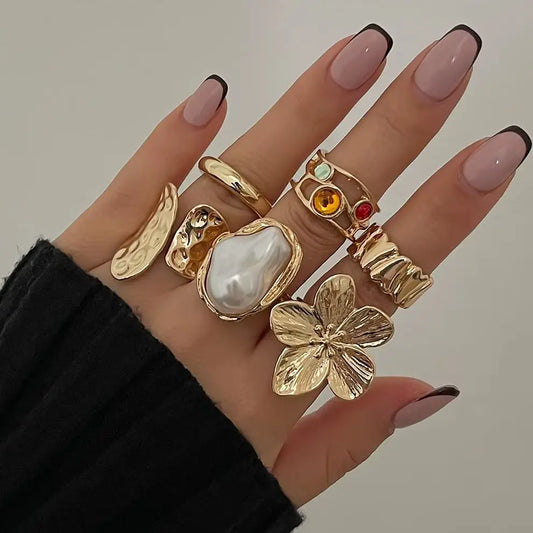 Elegant Baroque Imitation Pearl Open Ring Jewelry