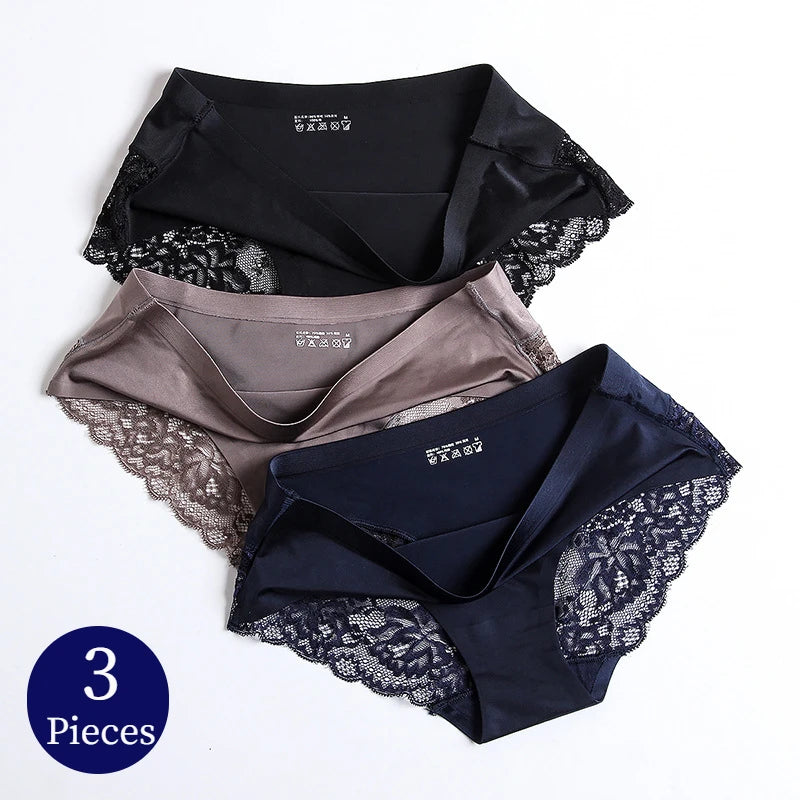 3PCS Women’s Lace &amp; Satin Panties Set