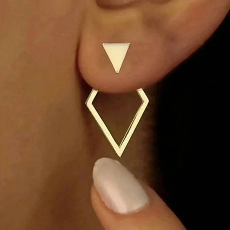 Retro Geometric Triangle Stud Earrings – Minimalist Fashion Jewelry for Women