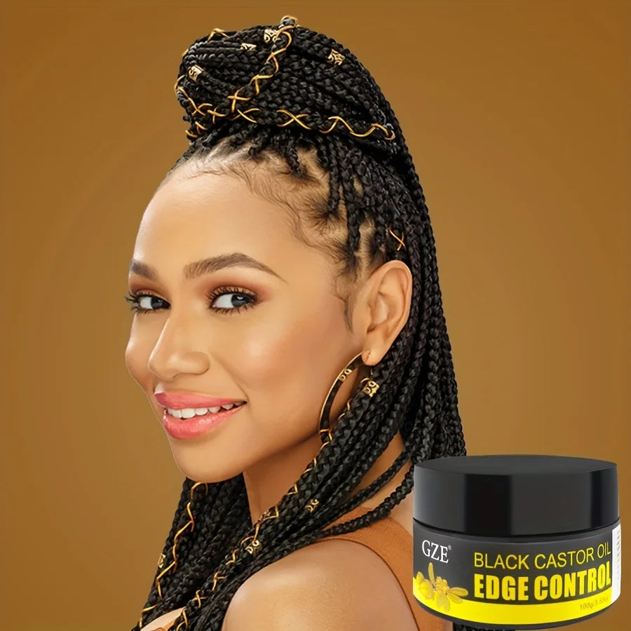 GZE African Black Castor Oil Extra Hold Gel – Frizz Control for Braids