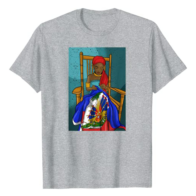 Haiti Flag Day Proud Woman Ayiti Girl Graphic Tee