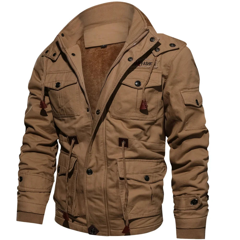Men's All-Weather Tactical Bomber Jacket - Winter Hooded Coat