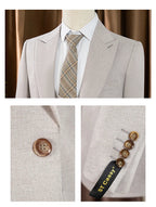 Men's three piece suit elegant slim fit formal office and leisure banquet groomsman set groom's wedding dress