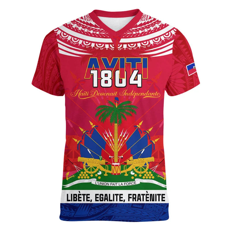 Haiti Independence Day 3D Printed Men and Women V-Neck