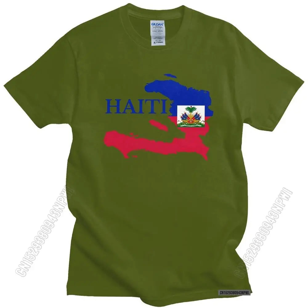 Cool Men's Haiti Map Flag T Shirt