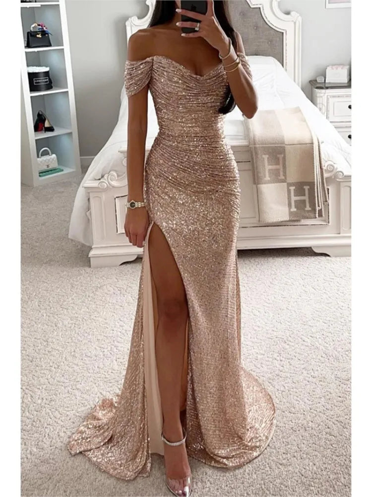 Women’s Sexy Sequined Split Maxi Dress