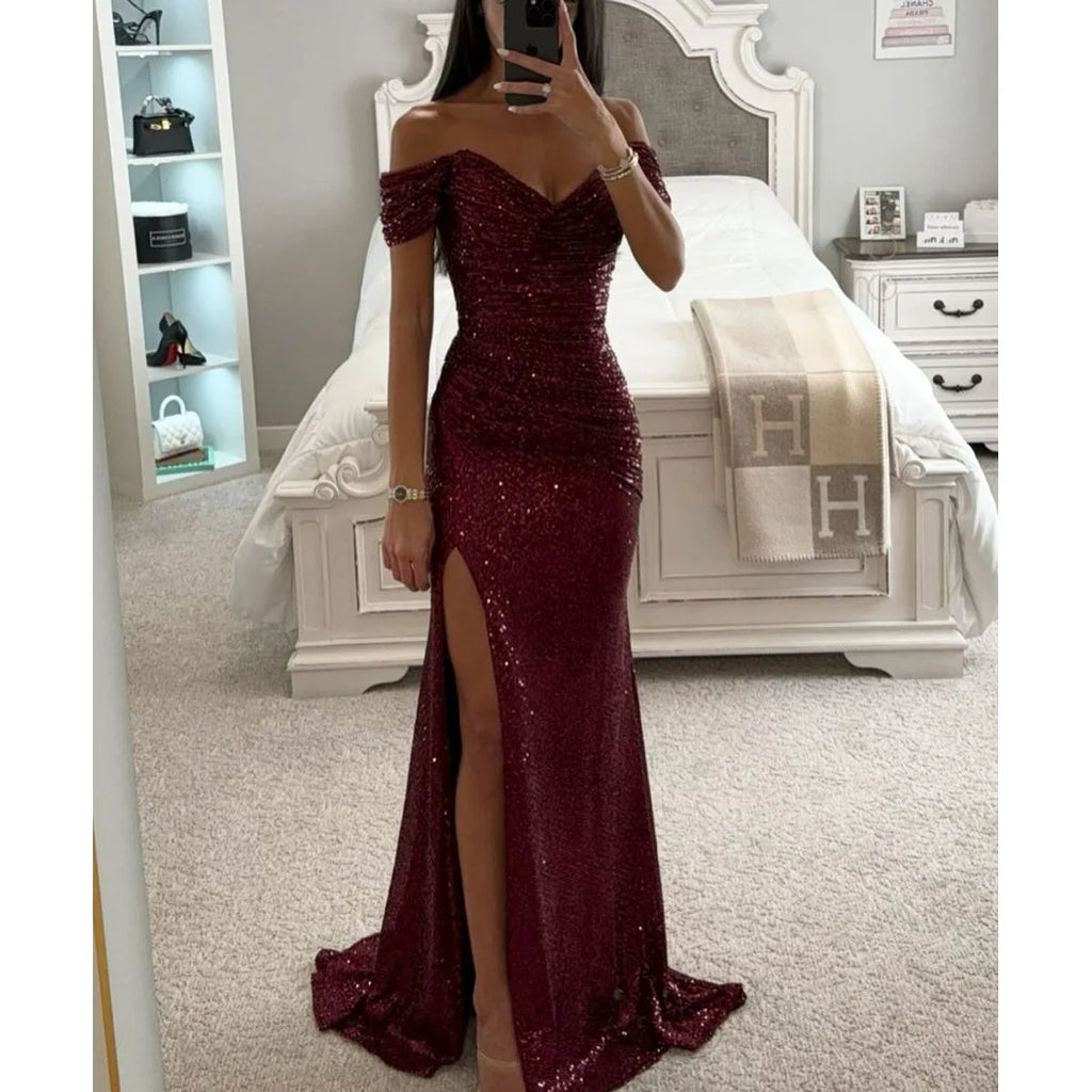 Women’s Sexy Sequined Split Maxi Dress