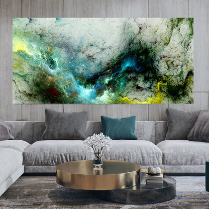 Grey and Yellow Abstract Cloud Oil Painting