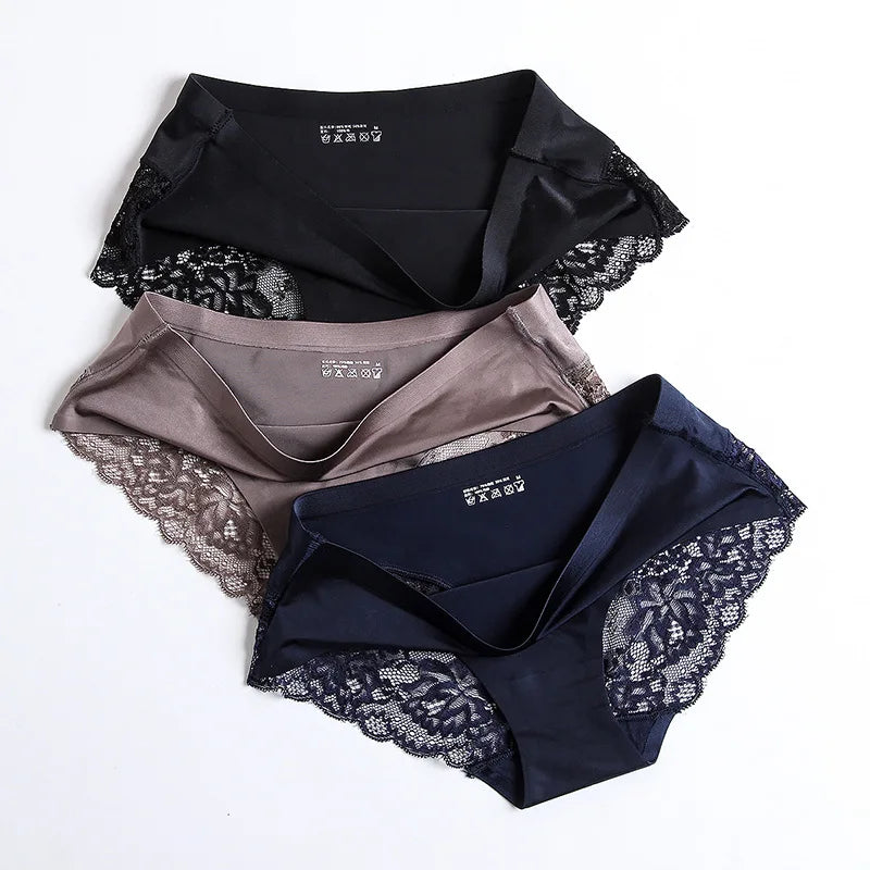 3PCS Women’s Lace &amp; Satin Panties Set