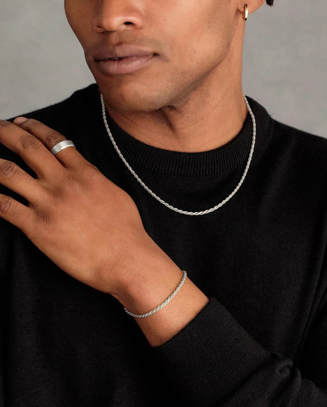 3PCS Stainless Steel Jewelry Set – Bracelet, Necklace & Ring | Unisex