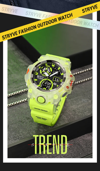 Men’s Dual Time Sport Watch – 50m Waterproof, Shock Resistant Digital Watch