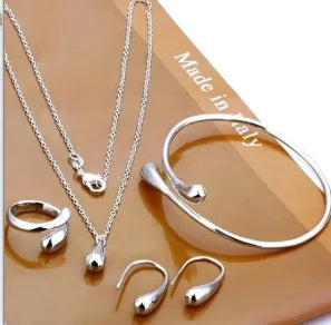 Rhinestone Double Heart Earrings & Pendant Necklace for women