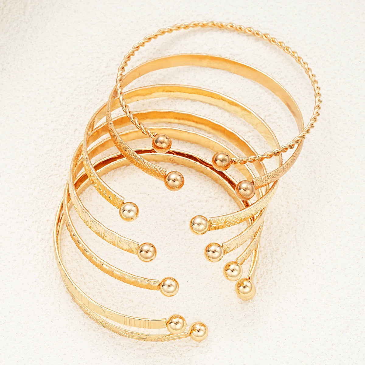 7-Piece Gold Punk Bracelet Set for Women