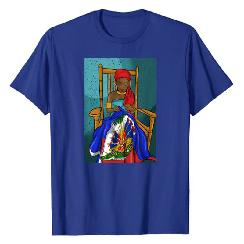 Haiti Flag Day Proud Woman Ayiti Girl Graphic Tee