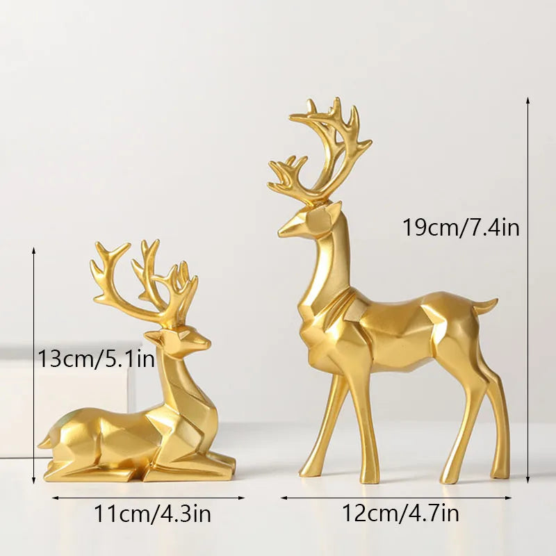 NORTHEUINS Golden Couple Deer Figurine