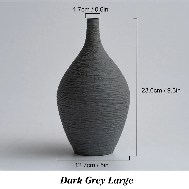 Nordic Ceramic Vase – Simple Narrow-Mouth Flower Pot for Home, Office & Living Room Decor