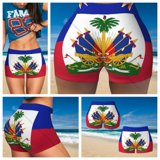 Women’s Haiti Flag Fitness Shorts