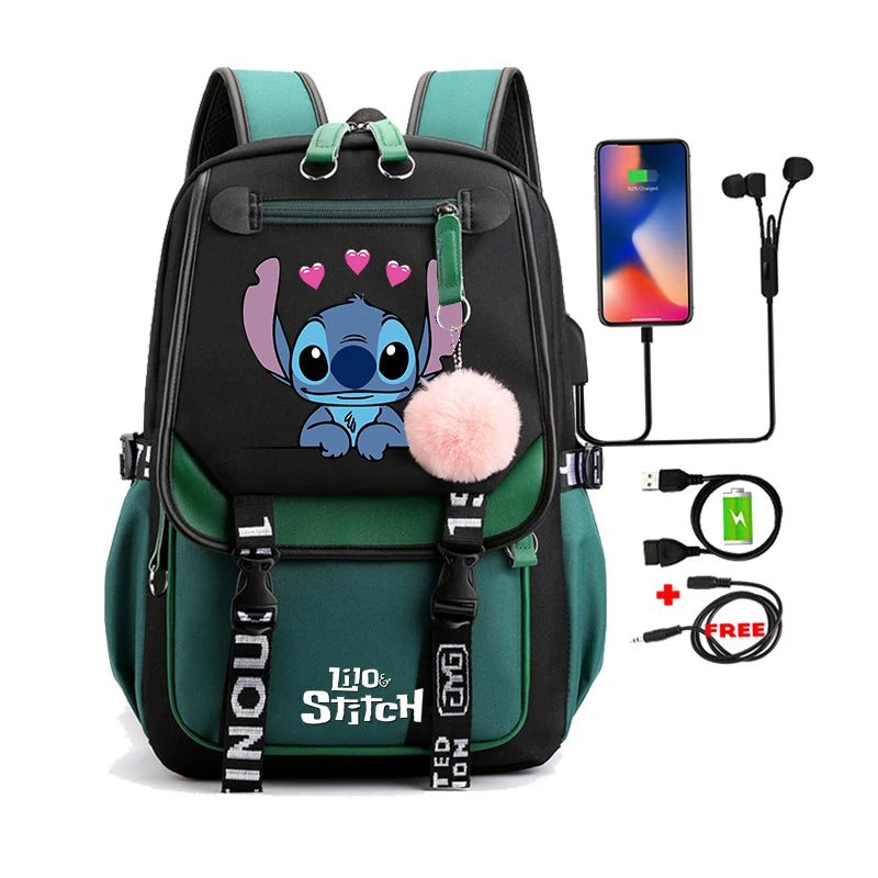 Lilo & Stitch Adventure Backpack – Cartoon Print School Bag for Teens, Kids