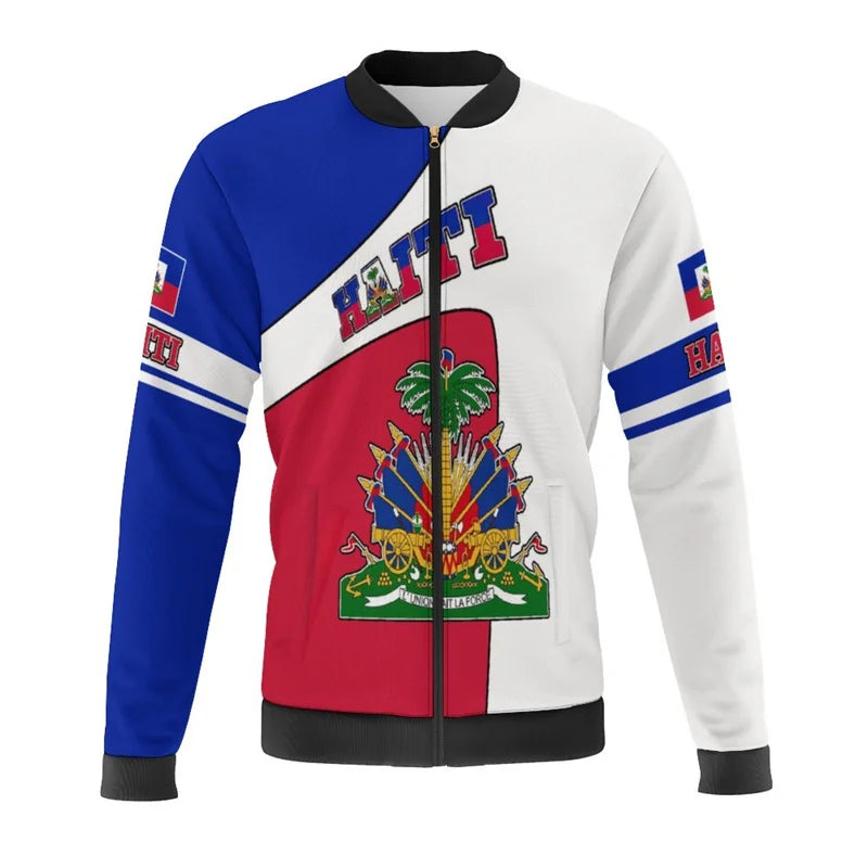 Haiti Flag Map 3D Print Bomber Jacket