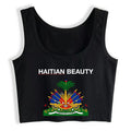 Haitian Coat of Arms Slim Fit Crop Top – Custom Cotton Tank for Women