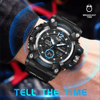 Men’s Fashion Sport Watch – 50M Waterproof, Shock Resistant LED Alarm
