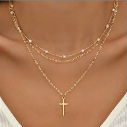 Piece Pearl & Heart Pendant Necklace Set