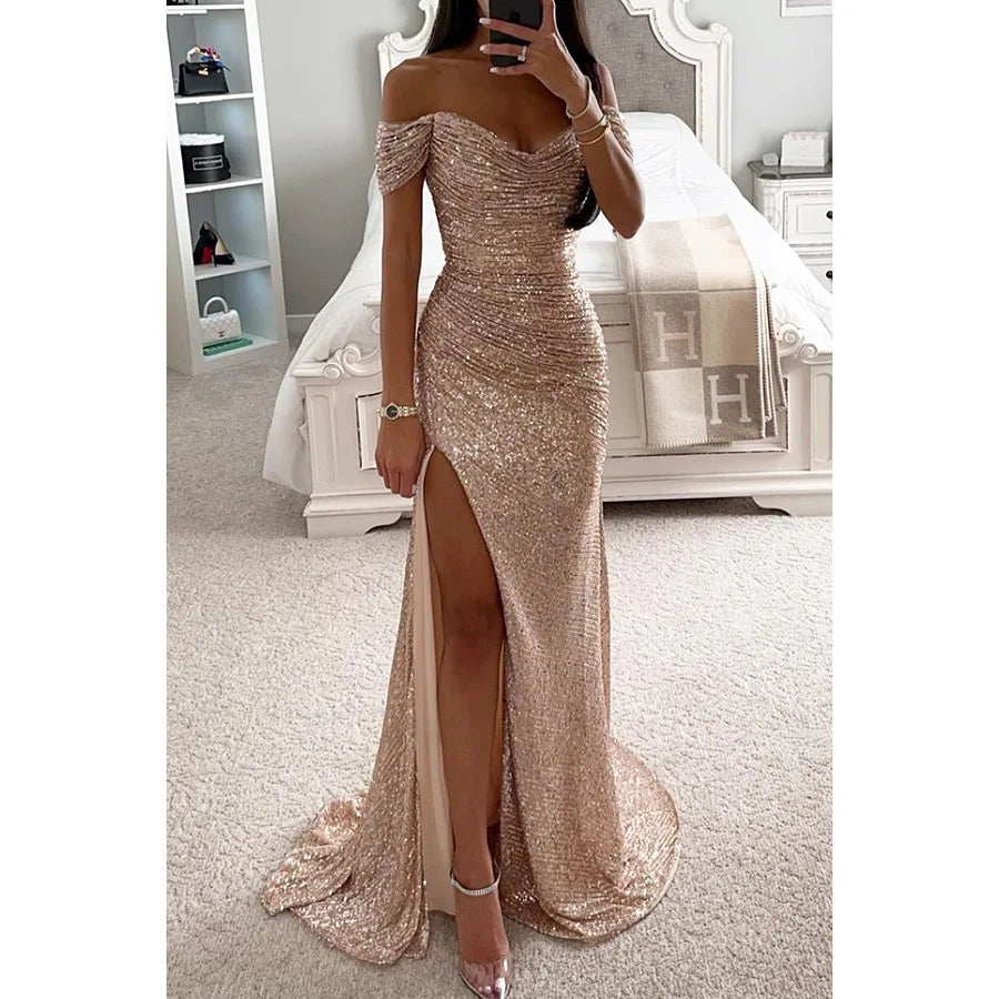 Women’s Sexy Sequined Split Maxi Dress