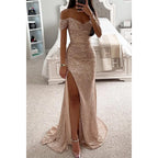 Women’s Sexy Sequined Split Maxi Dress