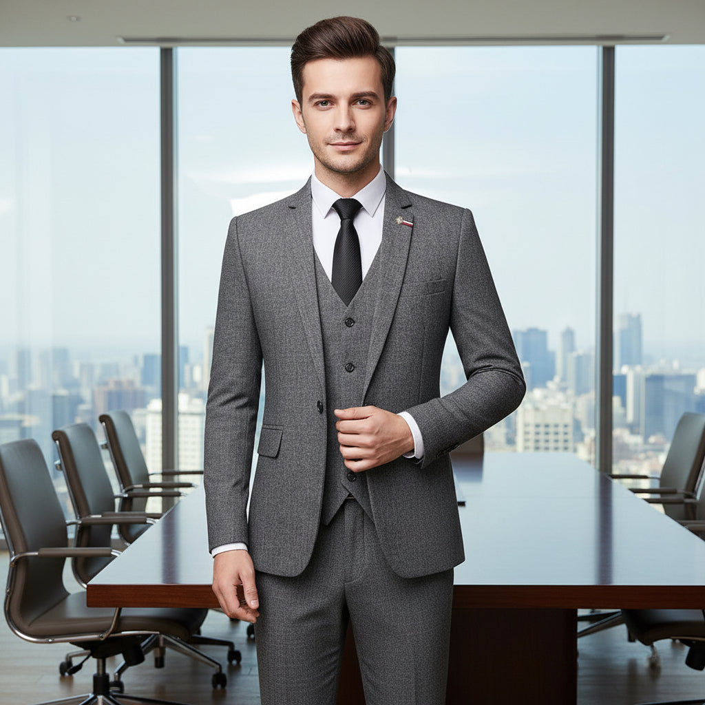 Men’s Elegant 3-Piece Suit – Blazer, Vest & Pants