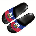 Haiti Flag Design Slippers, Casual Vacation Style