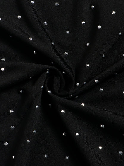[Slim Club Dresses] Sexy Rhinestone Long Sleeve High Neck Dresses - Women's Fashion Slim Club Birthday Party Nightclub Dresses