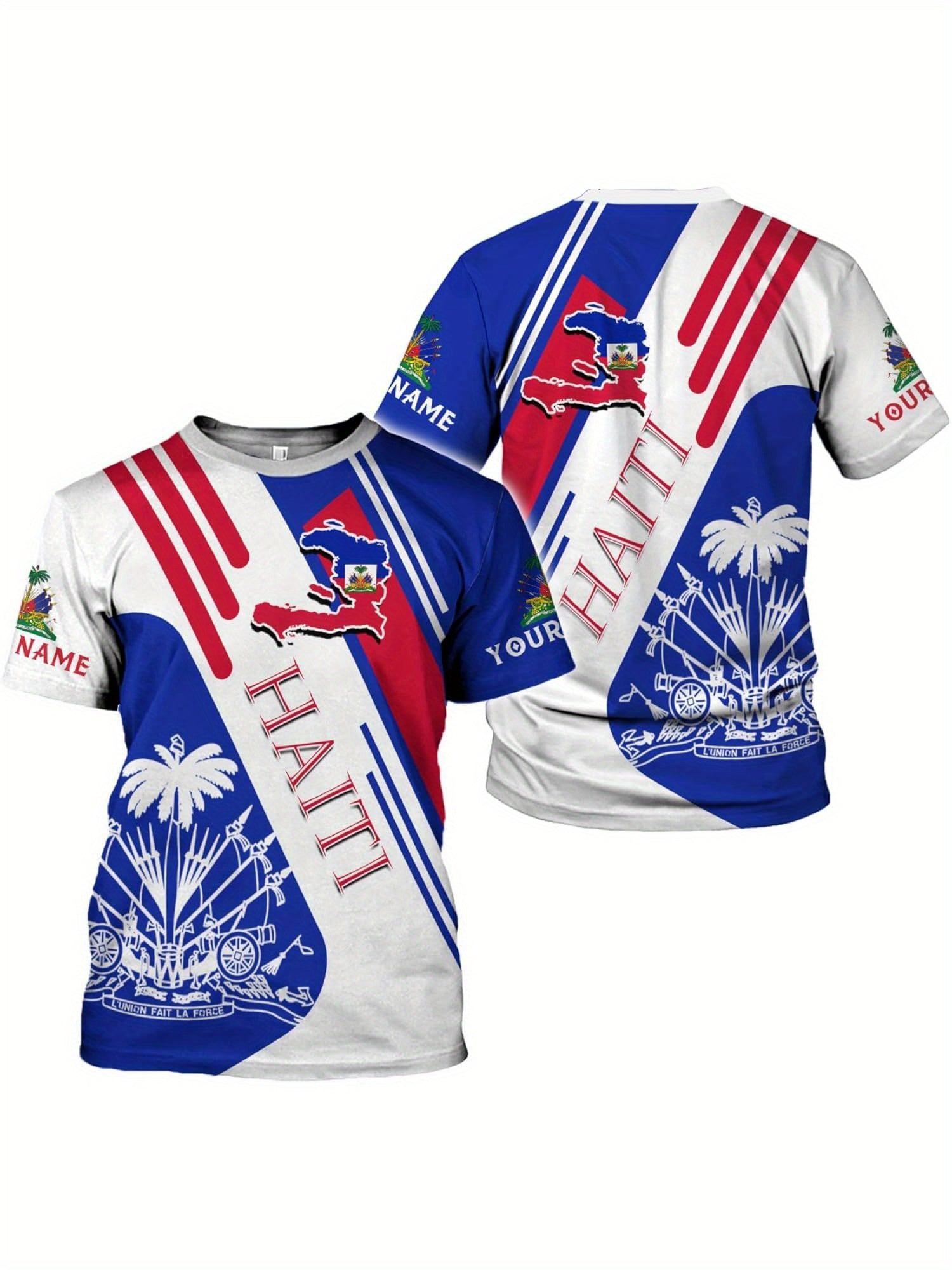 🇭🇹 Personalized Haitian Flag T-Shirt – Add Your Name &amp; Year