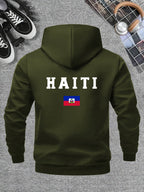 Men’s Haiti Flag Hooded Jacket – Casual Zip-Up Sportswear