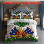 3pcs Haiti Creative Theme Printed Three-Piece Bedding Set, Soft Quilt Cover