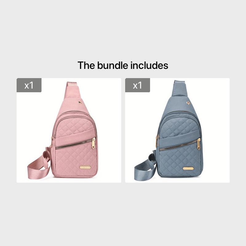 Large Capacity Chest Bag for Women - Adjustable Embroidered Crossbody Bag with Zipper Closure, Polyester Lining, Foldable, and Random Printing - Urban Solid Color Nylon Bag with Comfortable Strap