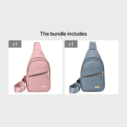 Large Capacity Chest Bag for Women - Adjustable Embroidered Crossbody Bag with Zipper Closure, Polyester Lining, Foldable, and Random Printing - Urban Solid Color Nylon Bag with Comfortable Strap