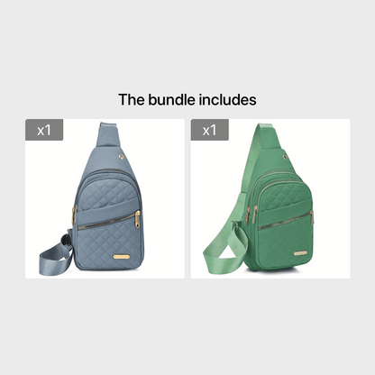 Large Capacity Chest Bag for Women - Adjustable Embroidered Crossbody Bag with Zipper Closure, Polyester Lining, Foldable, and Random Printing - Urban Solid Color Nylon Bag with Comfortable Strap