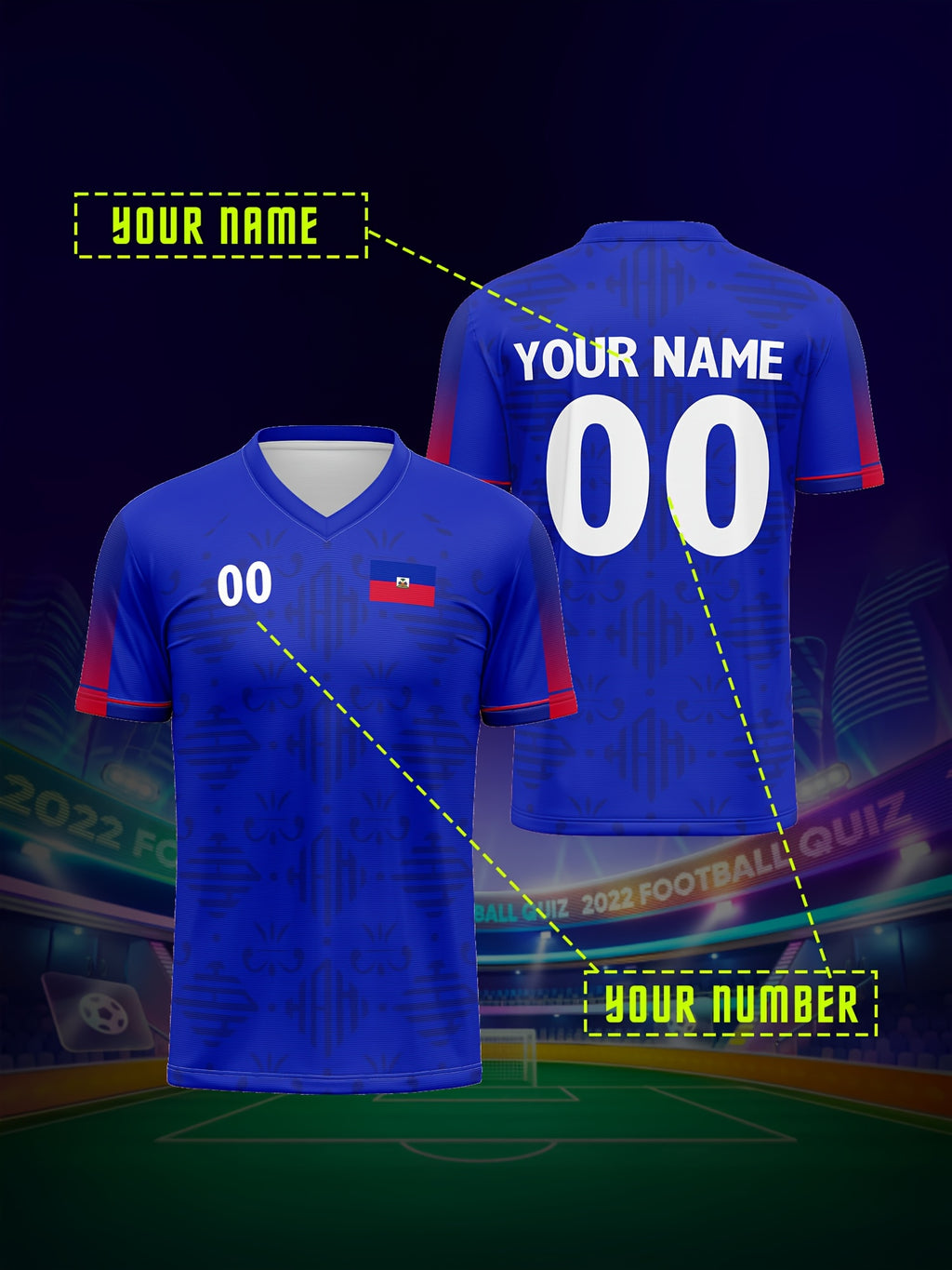 Haitian Football Jersey - Breathable & Comfortable Sports Shirt with Personalized Name