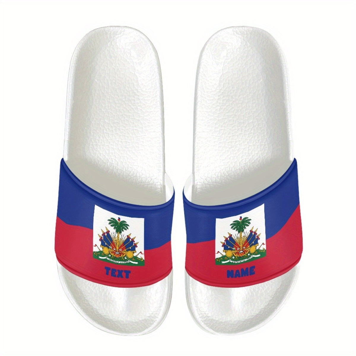 Haiti Flag Design Slippers, Casual Vacation Style