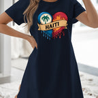 Women’s T-Shirt Dress  with Flag Heart Print