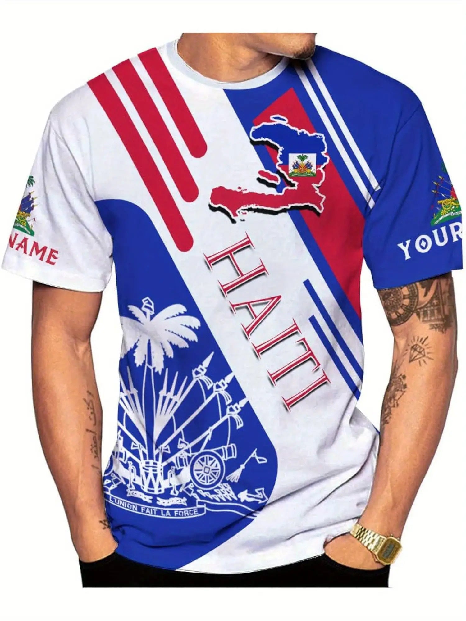 🇭🇹 Personalized Haitian Flag T-Shirt – Add Your Name &amp; Year
