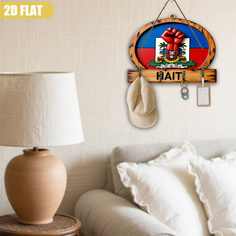 🇭🇹 Haiti Coat of Arms Wooden Key Holder