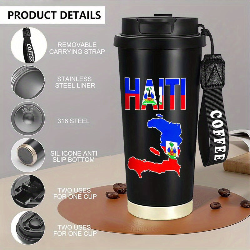 Haiti Flag Stainless Steel Travel Mug