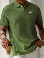 Men's Slim Fit Haiti Flag Shirt – Breathable, Stretchy & Casual